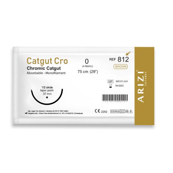 SUTURA CATGUT ABSORBABLE CROMICO 1 (5PH EUR) 40MM 1/2C 75CM CURVA