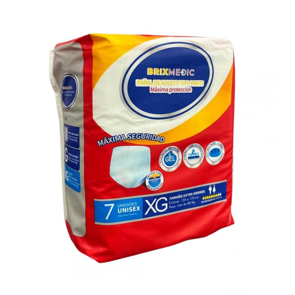 PAÑALES ADULTO 7 PZAS TALLA XG TIPO PANTS BRIX MEDIC