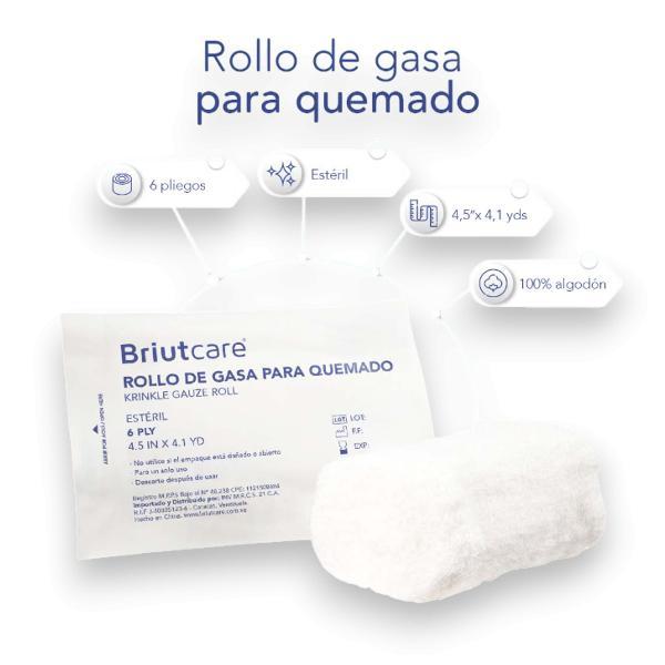 ROLLO DE GASA ESTERIL PARA QUEMADOS 4.5 IN X 4.1 YD BRIUTCARE