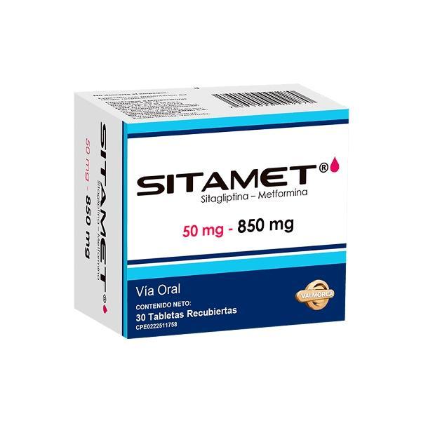 SITAMET 50MG-850MG (SITAGLIPTINA, METFORMINA) 30 COMP REC VALMORCA