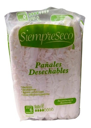 SIEMPRE SECO PAÑALES ADULTO TALLA M X 6
