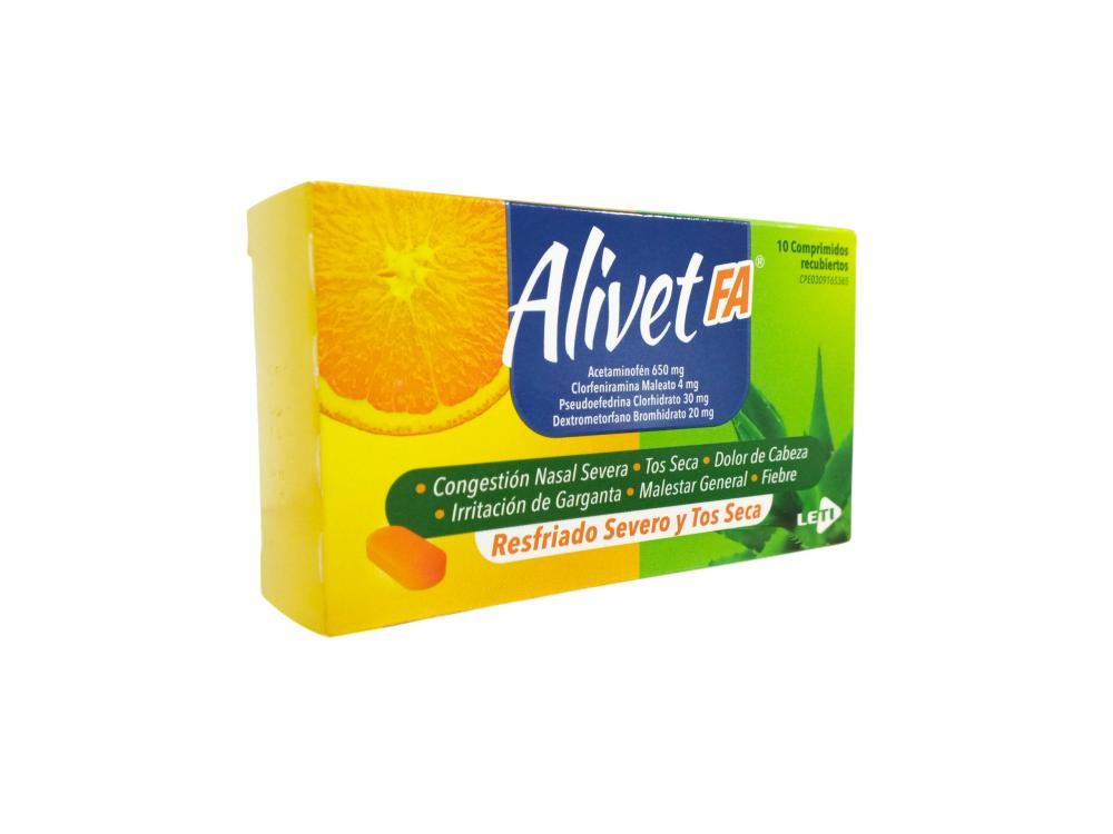 ALIVET FA (ACET 500MG, CLORF 4MG, PSEUDOF 30MG, DEXTRO 20MG) 10 COMP REC LETI