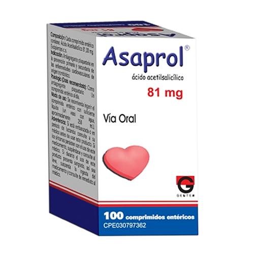ASAPROL ACIDO ACETILSALICILICO 81 MG 100 COMPRD LETI