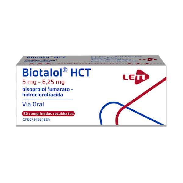 BIOTALOL HCT 5MG/6.25MG (BISOPROLOL/HIDROCLOROTIAZIDA) 30 COMP REC LETI