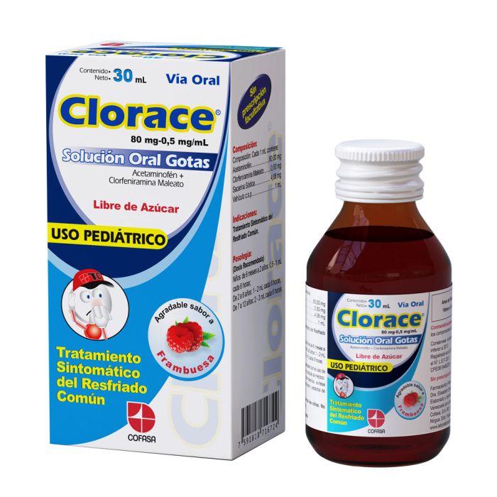 CLORACE 80MG 0.5MG / 5ML GOTAS 30 ML ACETAMINOFEN/ CLORFENIRAMINA