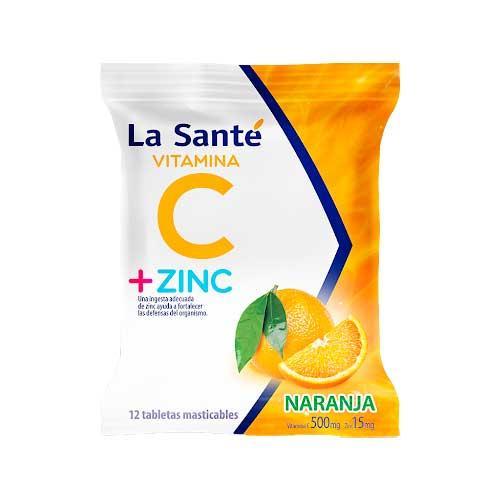 BLIST VITAMINA C 500 MG + ZINC 15 MG X 10 TAB SABOR NARANJA LA SANTE
