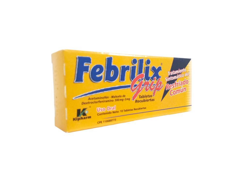 FEBRILIX GRIP ACETAMINOFEN DEXTROCLORFENIRAMINA 500-2MG X 10 TAB REC