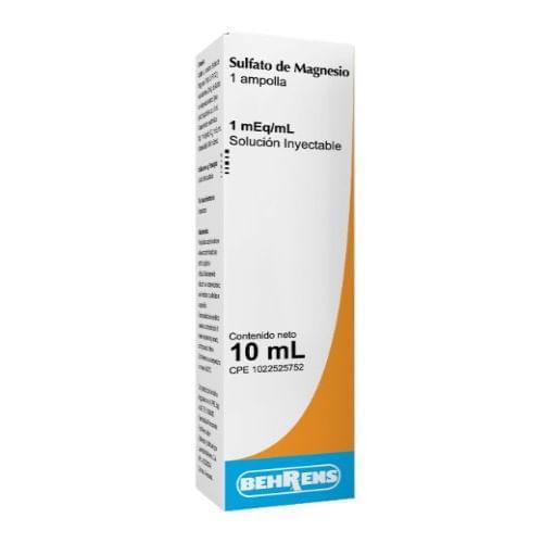 SULFATO DE MAGNESIO 1 MEQ/ML SOL INY IV 10ML X 1 AMP BEHRENS