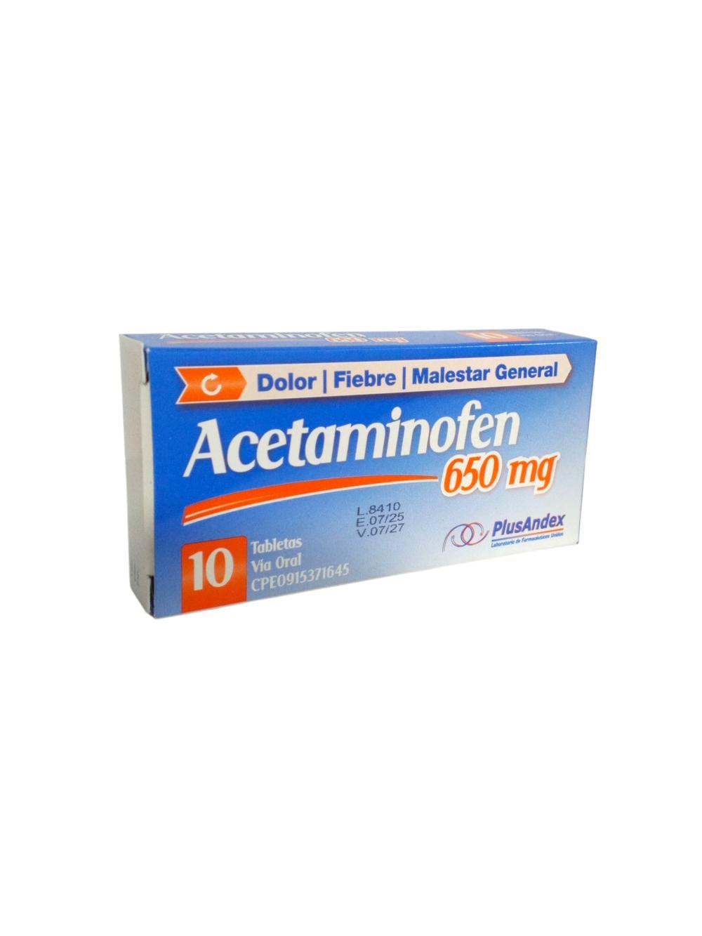 ACETAMINOFEN 650 MG X 10 TAB (ATAMEL FORTE) PLUSANDEX