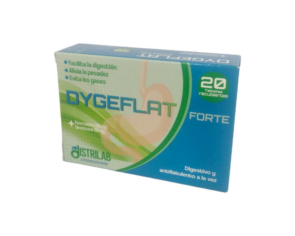 DYGEFLAT PANCREATINA 300MG SIMETICONA 100MG X 20 TAB REC DISTRILAB (FESTAL/OROZIM/PANKREON/ PANKREOSIL)